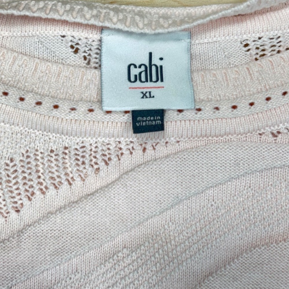 Cabi Zebra Pullover Sweater XL Blush Pink Mixed Stitch Boxy 5631 Cotton Blend - Picture 2 of 10